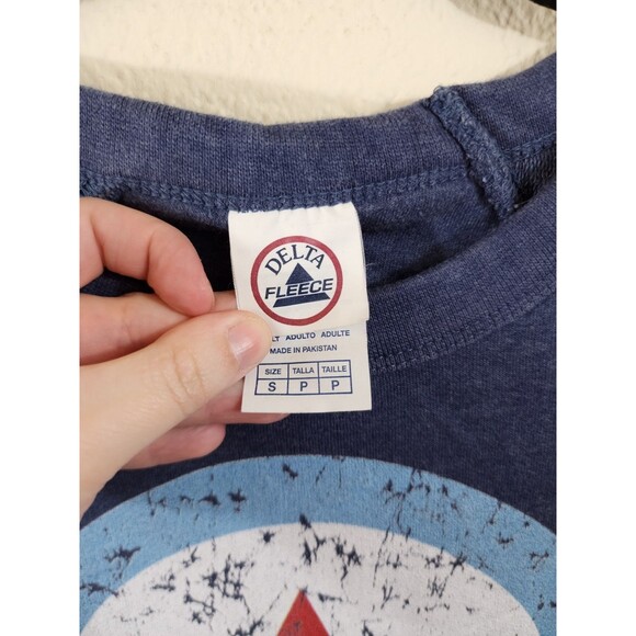 Delta Fleece Womens S Blue Chicago Flag Graphic Long Sleeve Crew Neck Sweatshirt - Picture 4 of 5